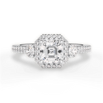 Julia Asscher Cut Lab Grown Diamond 18Kt White Gold Engagement Ring