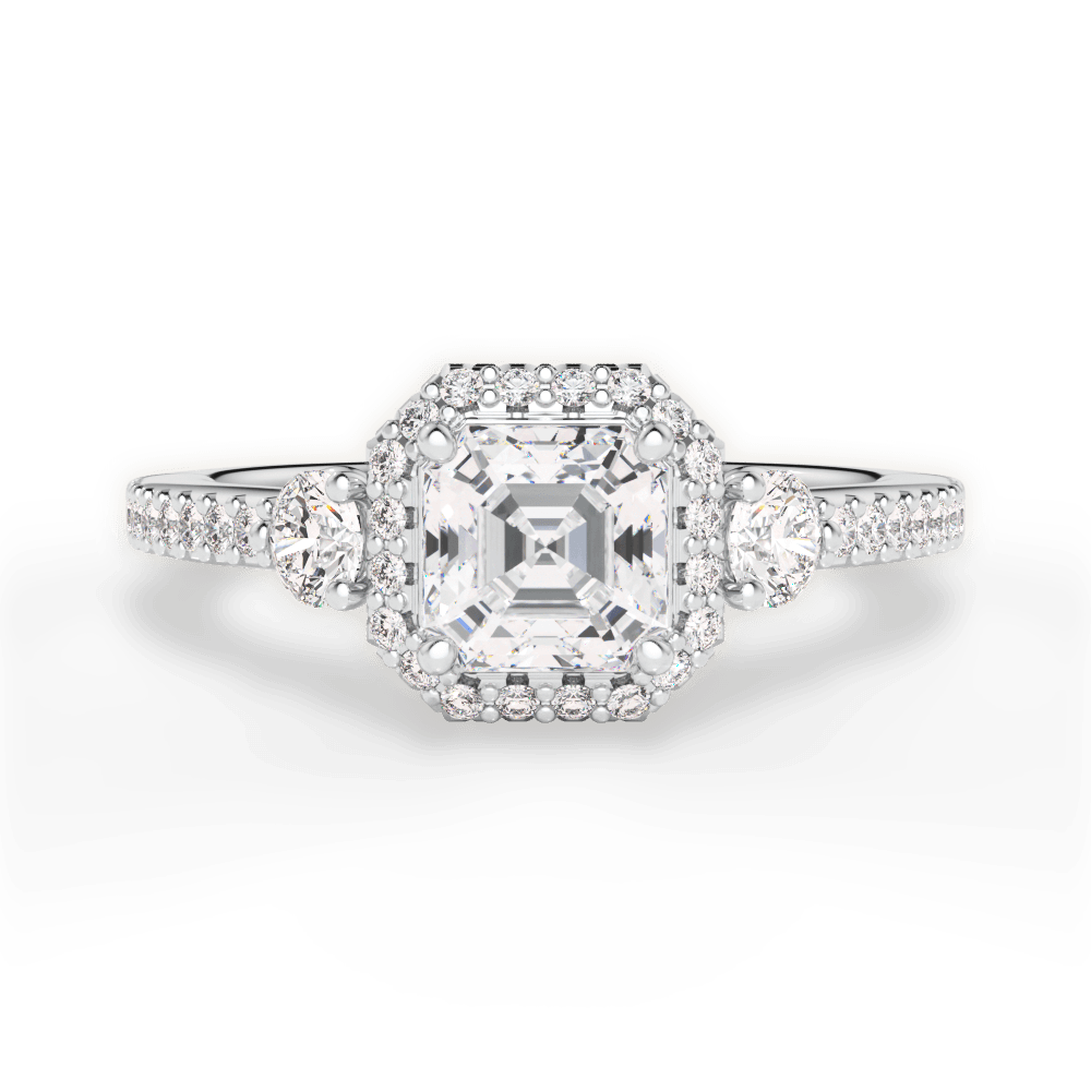 Julia Asscher Cut Lab Grown Diamond 18Kt White Gold Engagement Ring