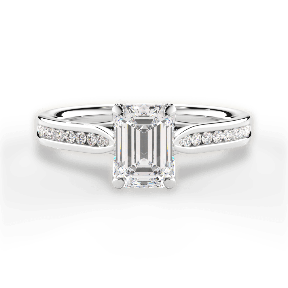 Elena Emerald Cut Lab Grown Diamond 18Kt White Gold Engagement Ring