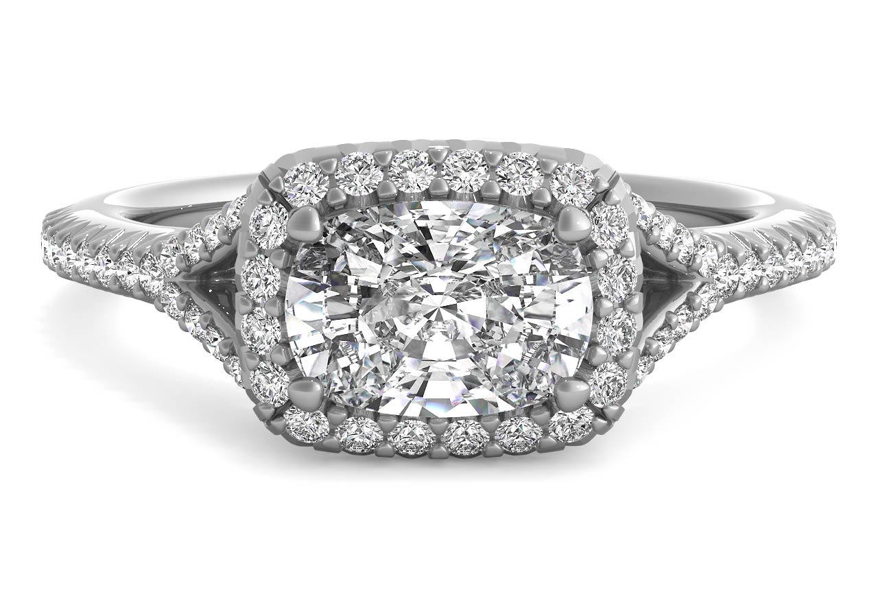 Kate Cushion Cut Lab Grown Diamond 18Kt White Gold Engagement Ring
