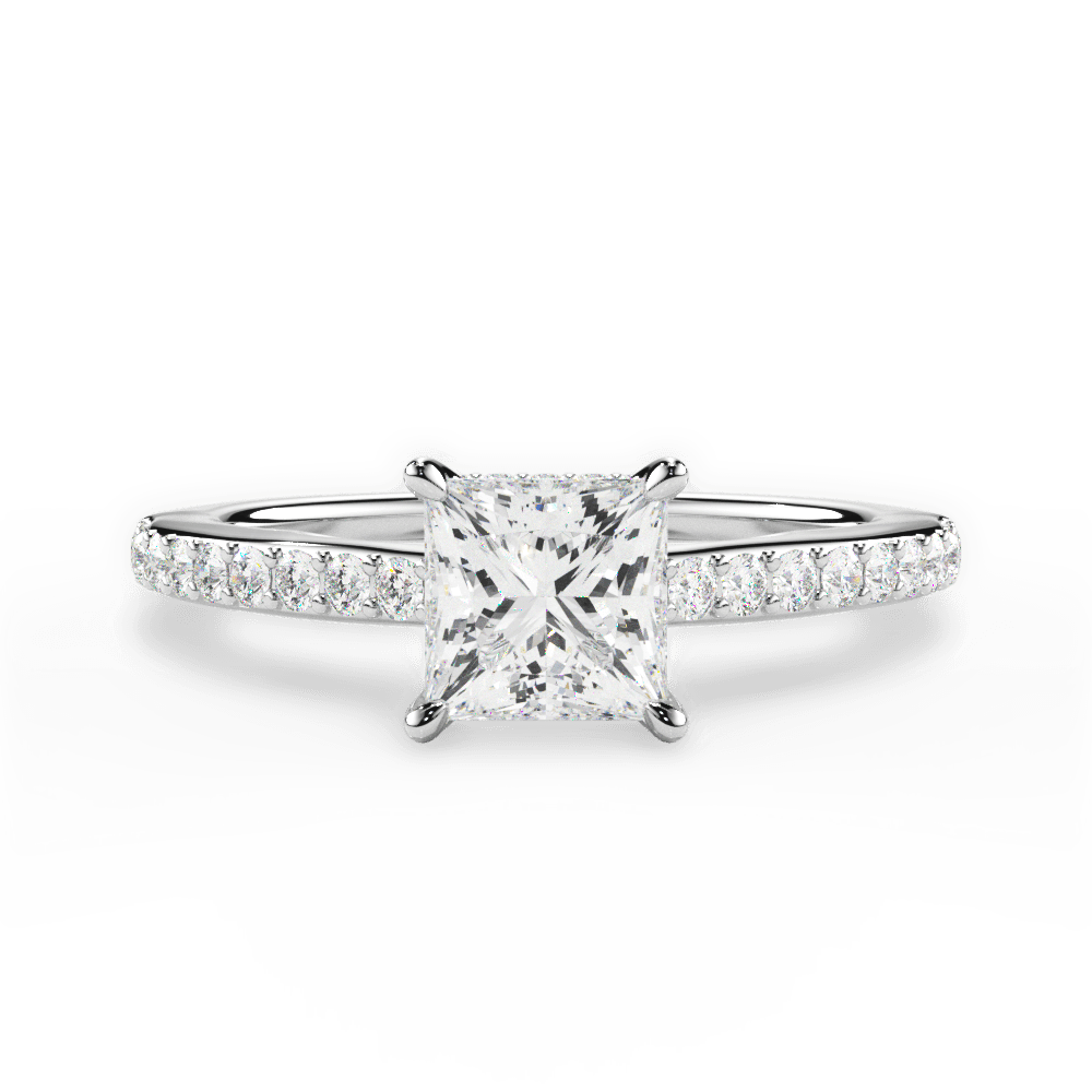 Joan Princess Cut Lab Grown Diamond 18Kt White Gold Engagement Ring