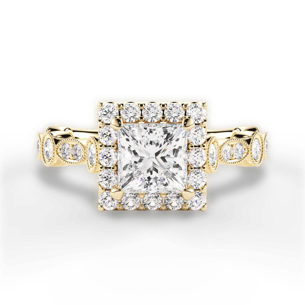 Irene Princess Cut Lab Grown Diamond 18Kt Yellow Gold Engagement Ring