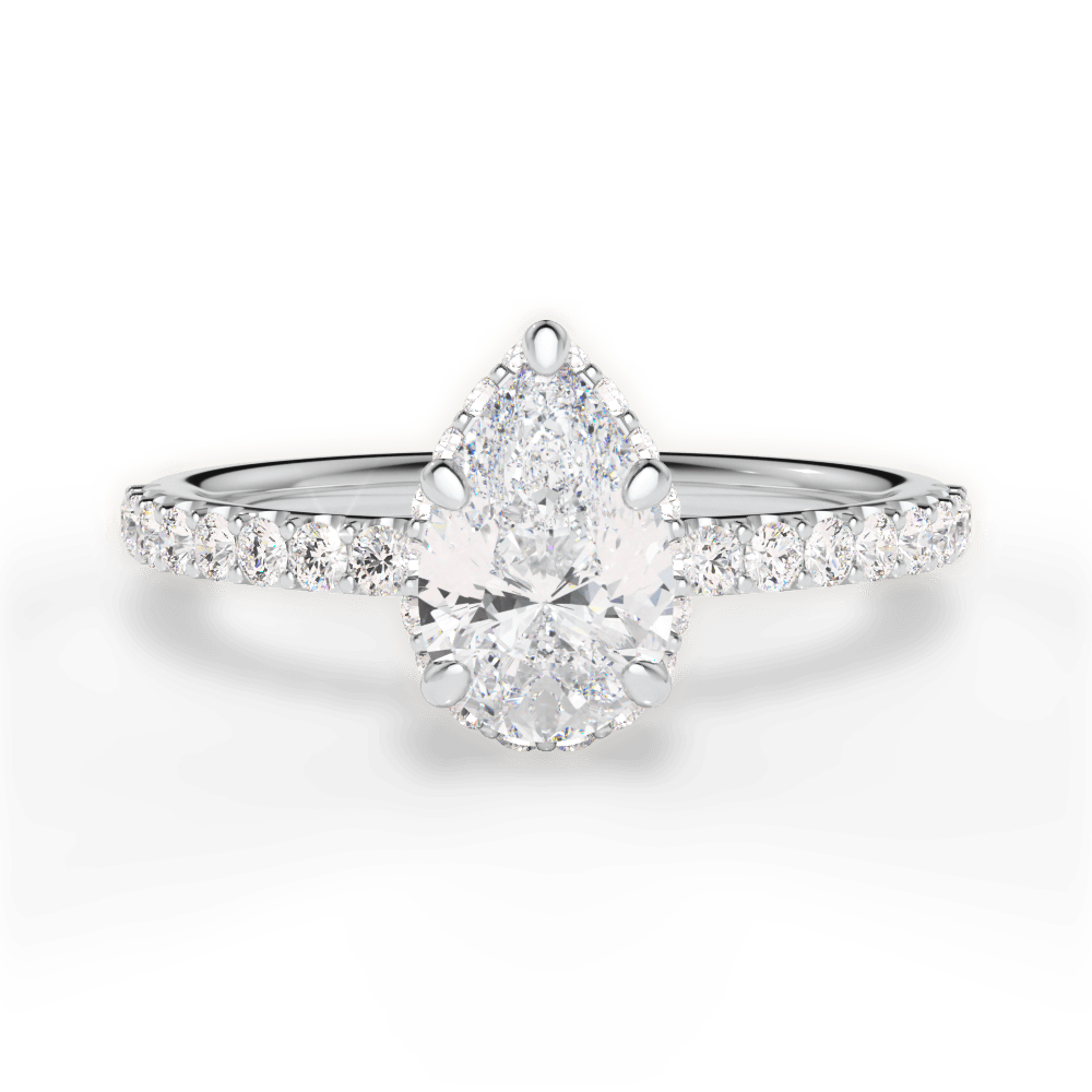 Isabella Pear Cut Lab Grown Diamond 18Kt White Gold Engagement Ring