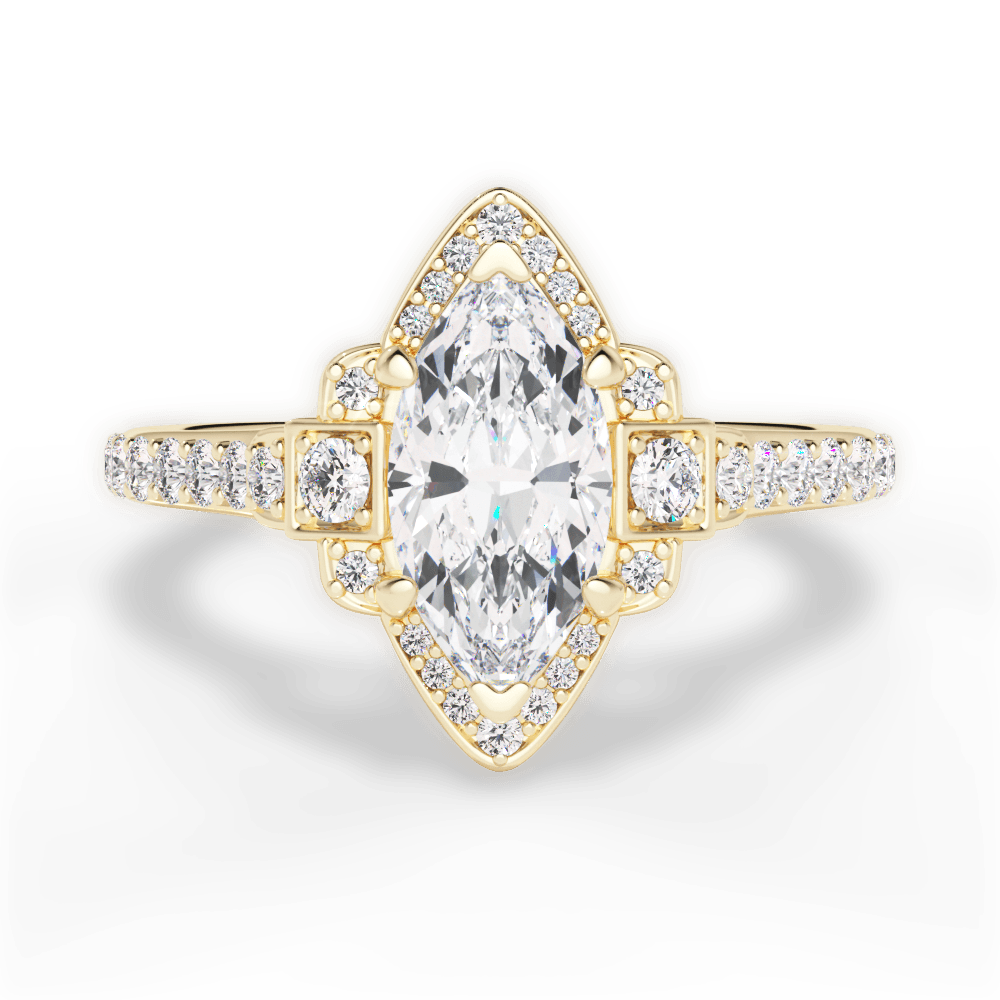 Joyce Marquise Cut Lab Grown Diamond 18Kt Yellow Gold Engagement Ring