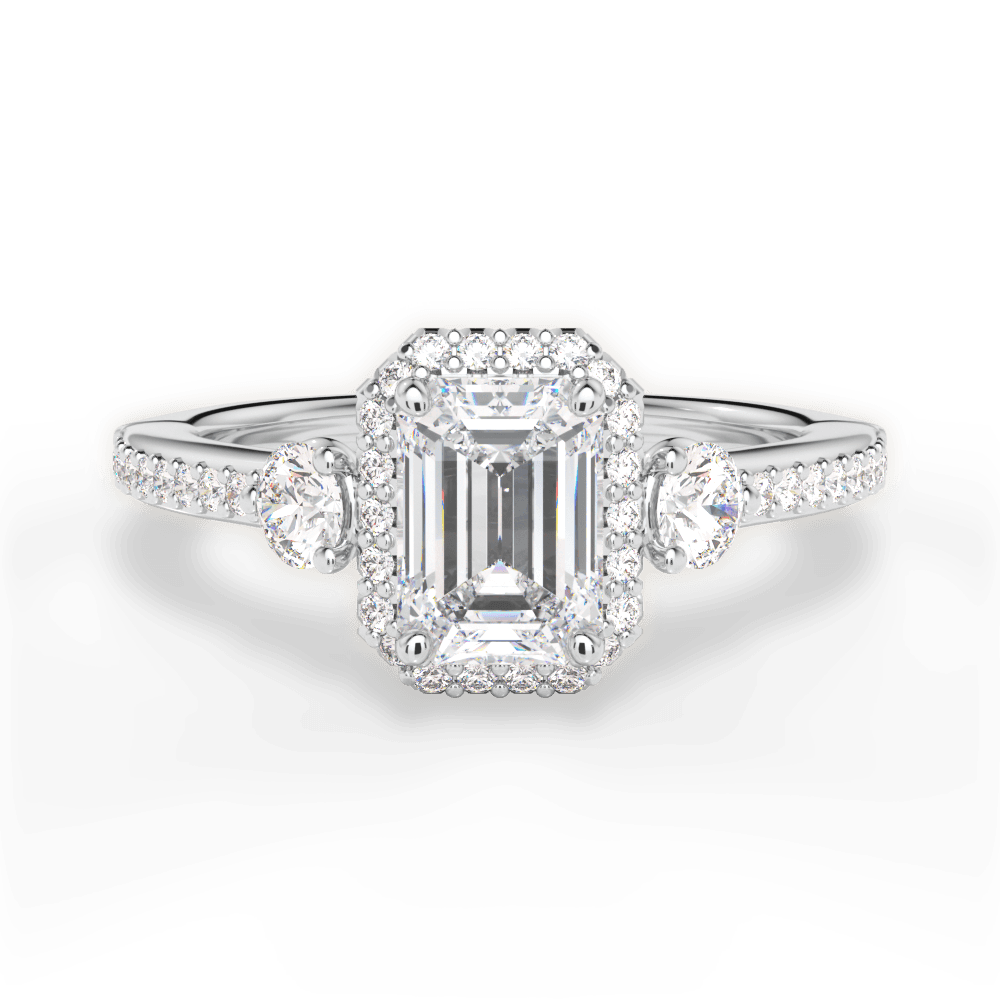 Julia Emerald Cut Lab Grown Diamond 14Kt White Gold Engagement Ring