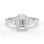 Julia Emerald Cut Lab Grown Diamond 18Kt White Gold Engagement Ring