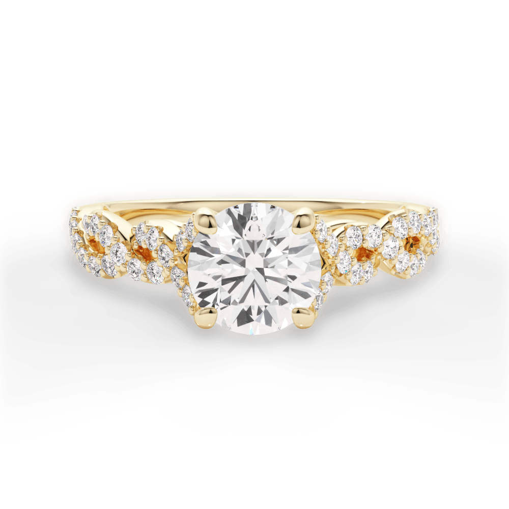 Justine Round Cut Lab Grown Diamond 18Kt Yellow Gold Engagement Ring