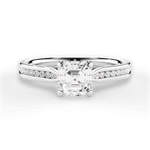 Elena Asscher Cut Lab Grown Diamond 14Kt White Gold Engagement Ring