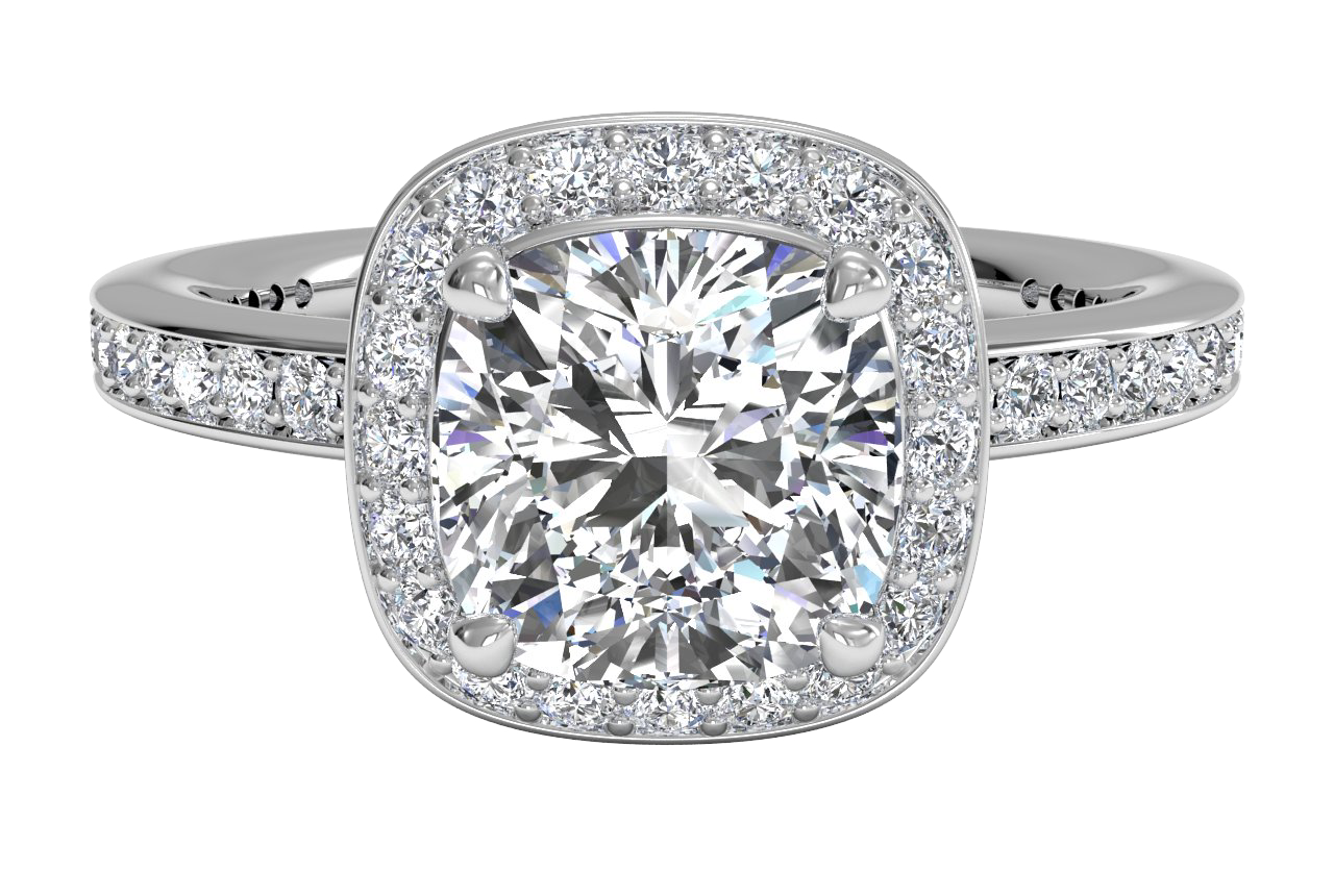 Karen Cushion Cut Lab Grown Diamond Platinum Engagement Ring