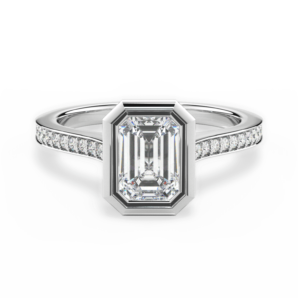 Deanna Emerald Cut Lab Grown Diamond Platinum Engagement Ring