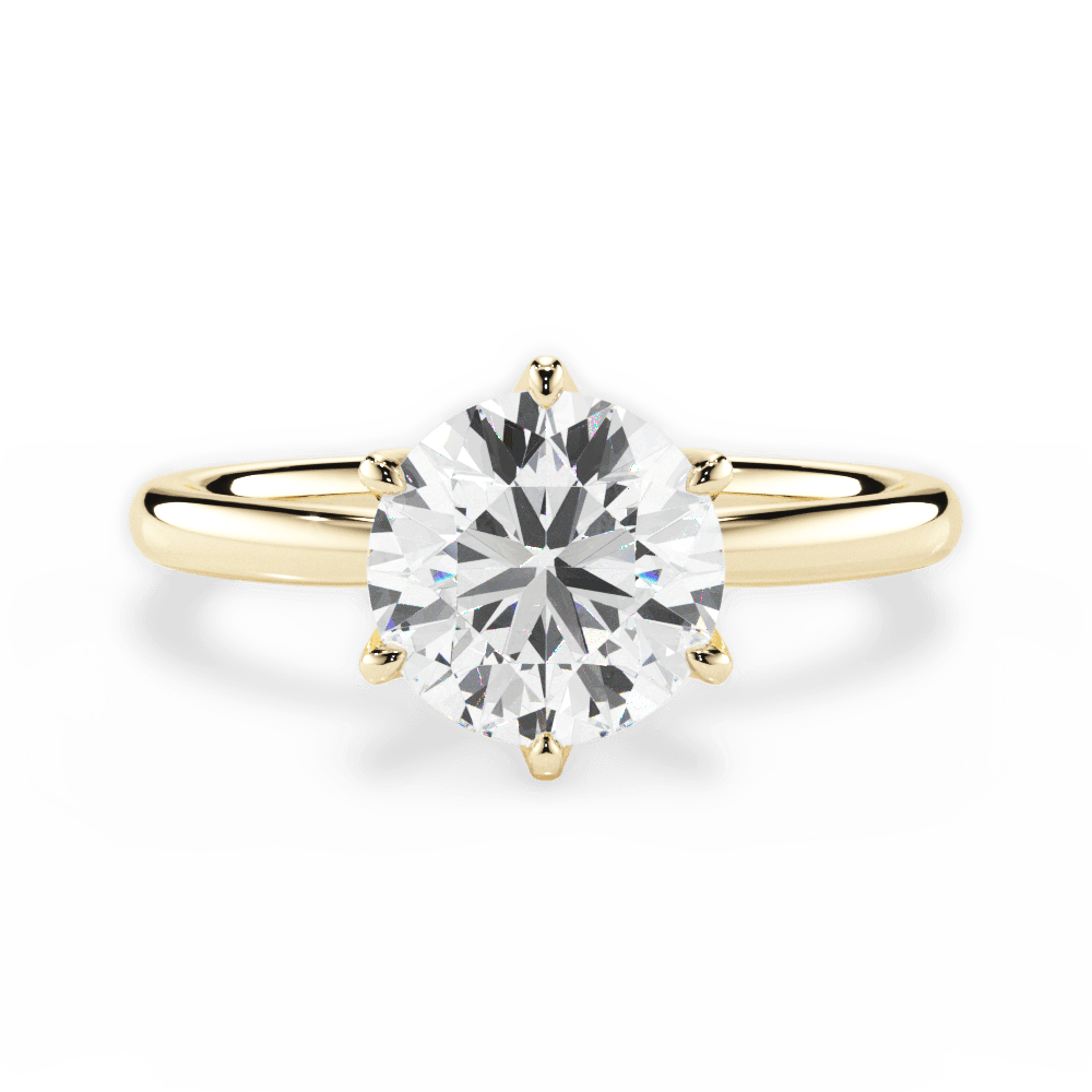 Angelica Round Cut Lab Grown Diamond 18Kt Yellow Gold Engagement Ring