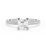 Lisa Asscher Cut Lab Grown Diamond 14Kt White Gold Engagement Ring