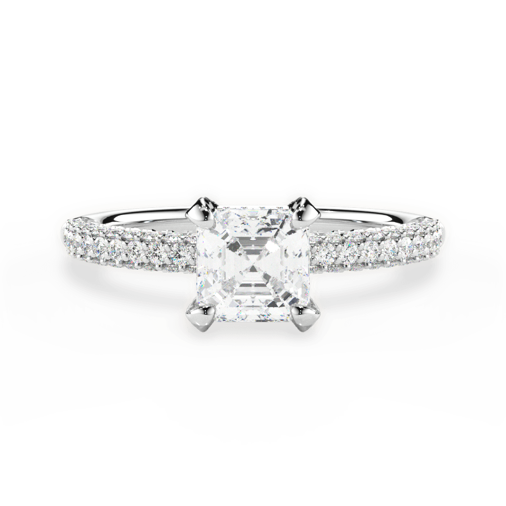 Lisa Asscher Cut Lab Grown Diamond Platinum Engagement Ring