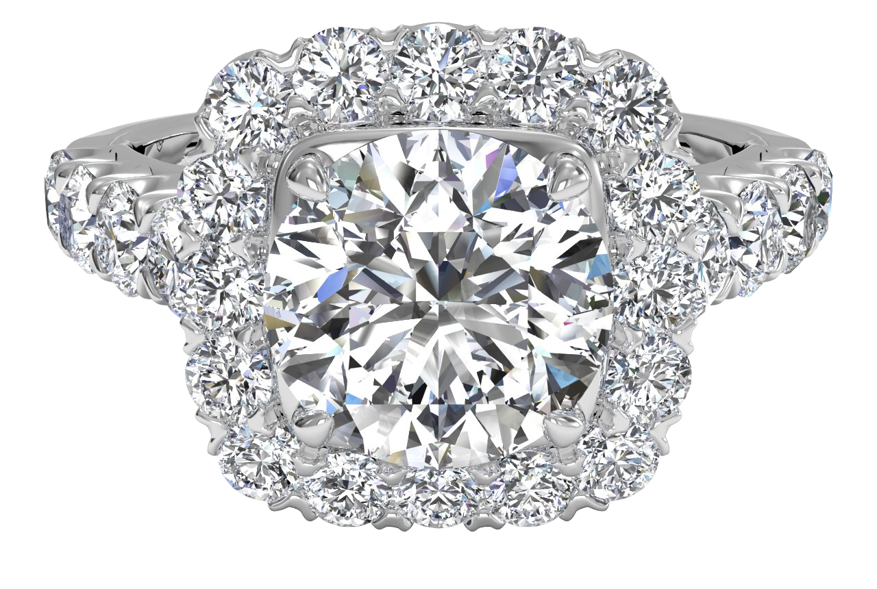 Lydia Round Cut Lab Grown Diamond 14Kt White Gold Engagement Ring