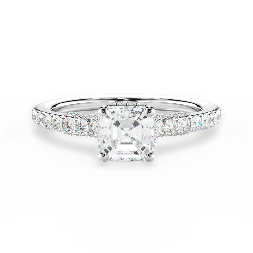 Laura Asscher Cut Lab Grown Diamond Platinum Engagement Ring