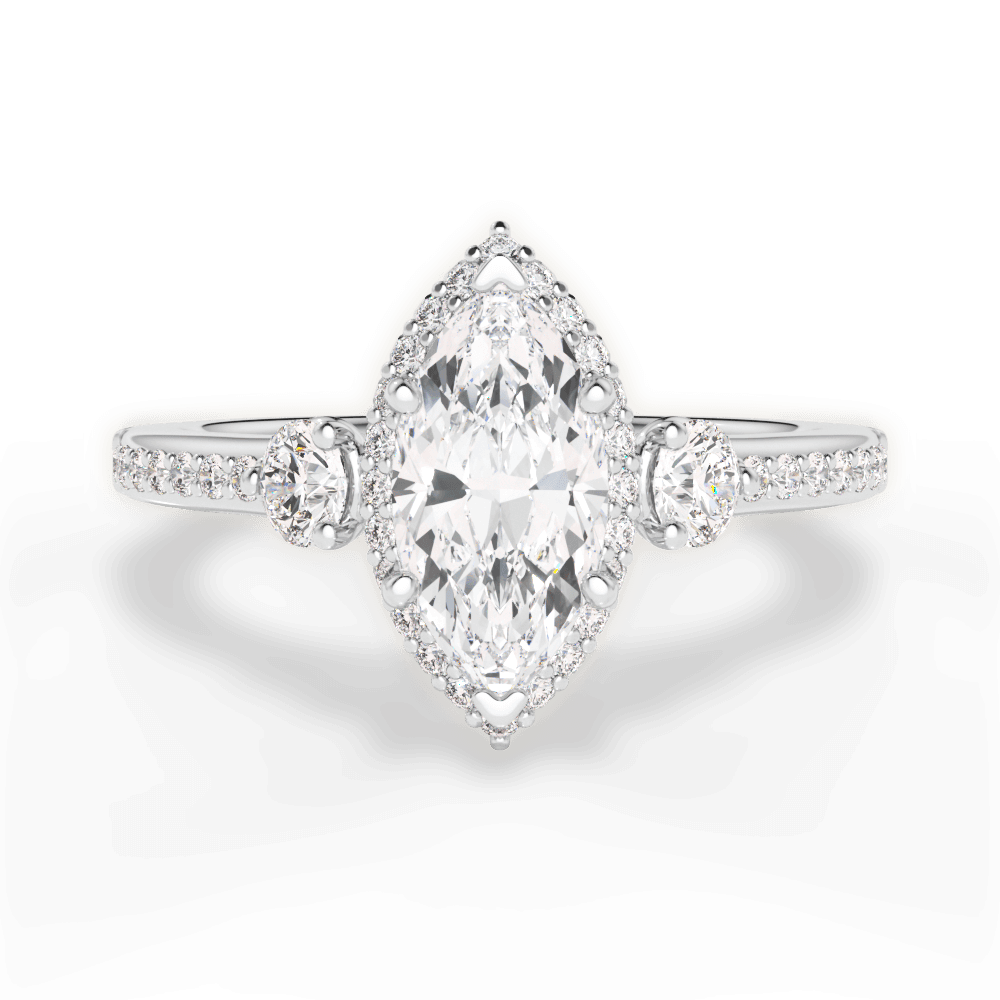 Julia Marquise Cut Lab Grown Diamond 14Kt White Gold Engagement Ring