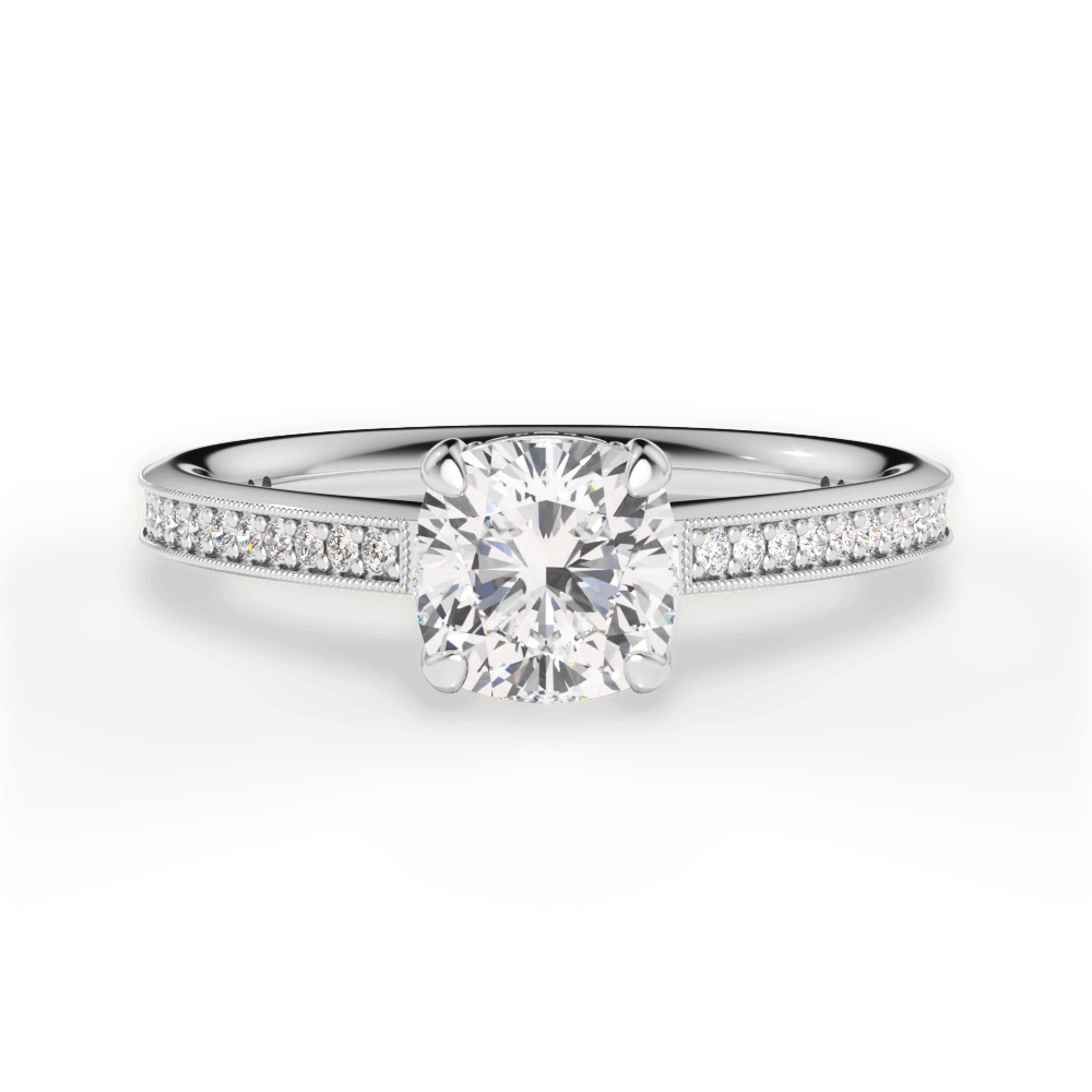 Janet Cushion Cut Lab Grown Diamond 14Kt White Gold Engagement Ring