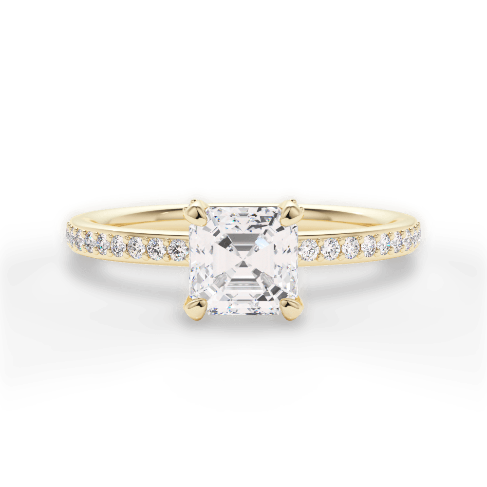 Janice Asscher Cut Lab Grown Diamond 18Kt Yellow Gold Engagement Ring