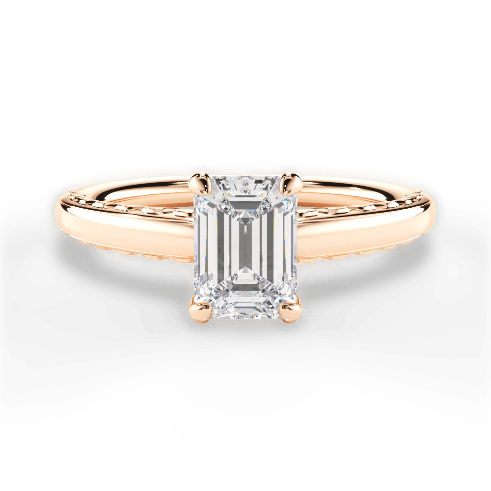Annette Emerald Cut Lab Grown Diamond 18Kt Rose Gold Engagement Ring