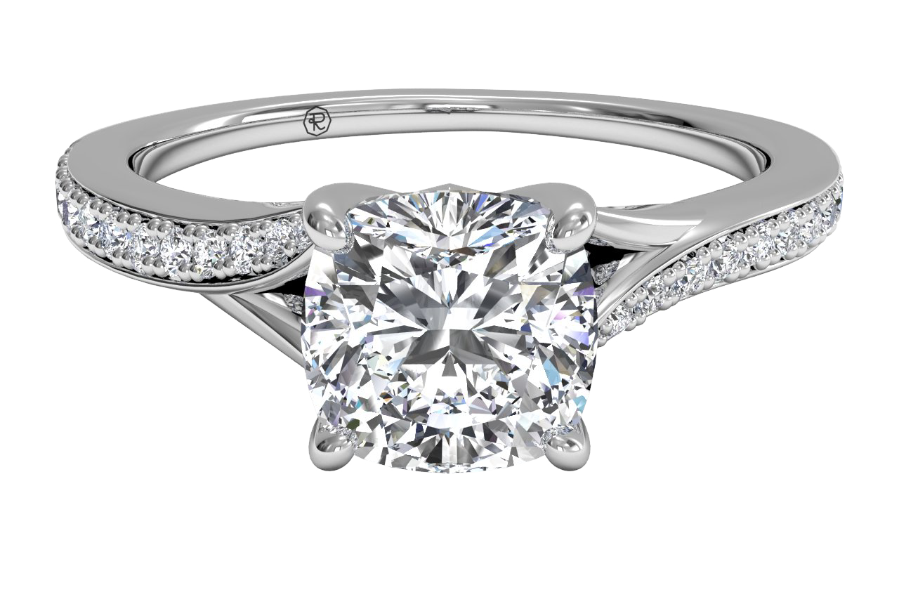 Elise Cushion Cut Lab Grown Diamond 18Kt White Gold Engagement Ring