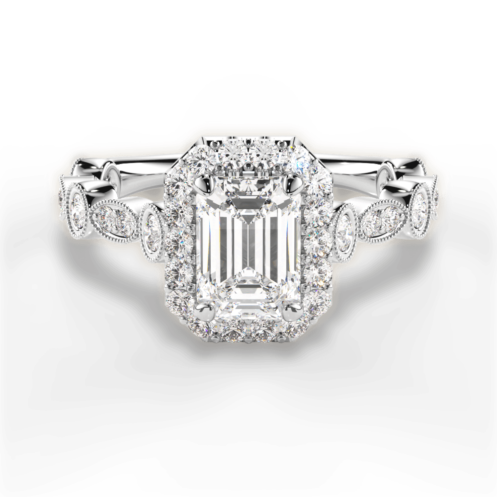 Irene Emerald Cut Lab Grown Diamond Platinum Engagement Ring