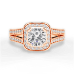 Mackenzie Cushion Cut Lab Grown Diamond 18Kt Rose Gold Engagement Ring
