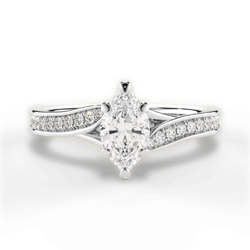 Elise Marquise Cut Lab Grown Diamond 14Kt White Gold Engagement Ring