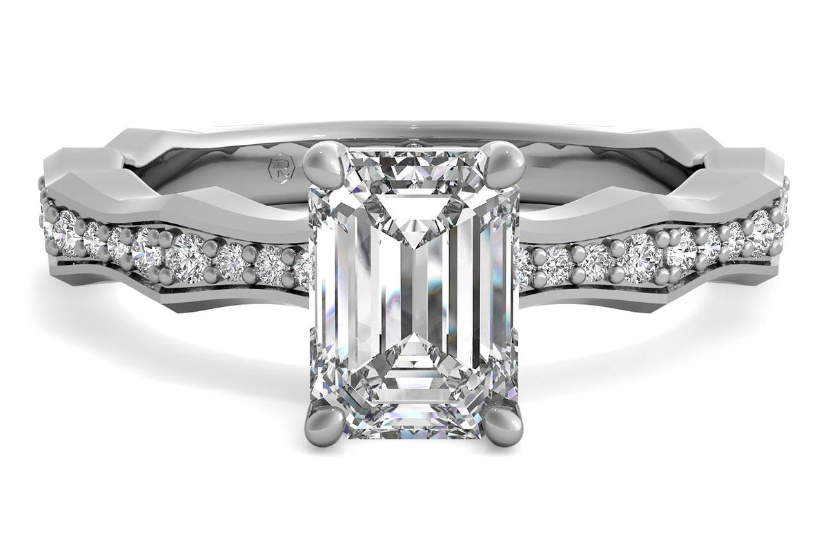 Wendy emerald lab diamond engagement ring in 14k white gold