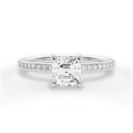 Janice Asscher Cut Lab Grown Diamond 18Kt White Gold Engagement Ring