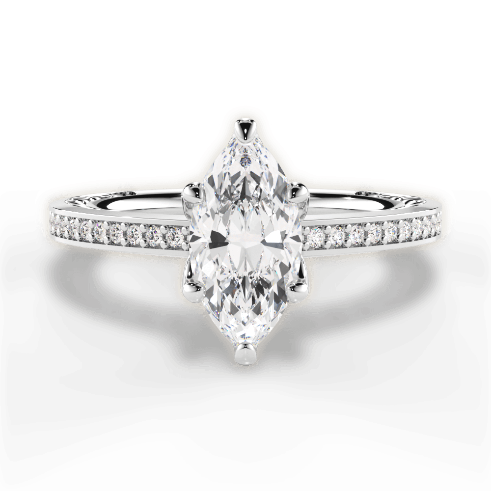 Donna Marquise Cut Lab Grown Diamond 18Kt White Gold Engagement Ring
