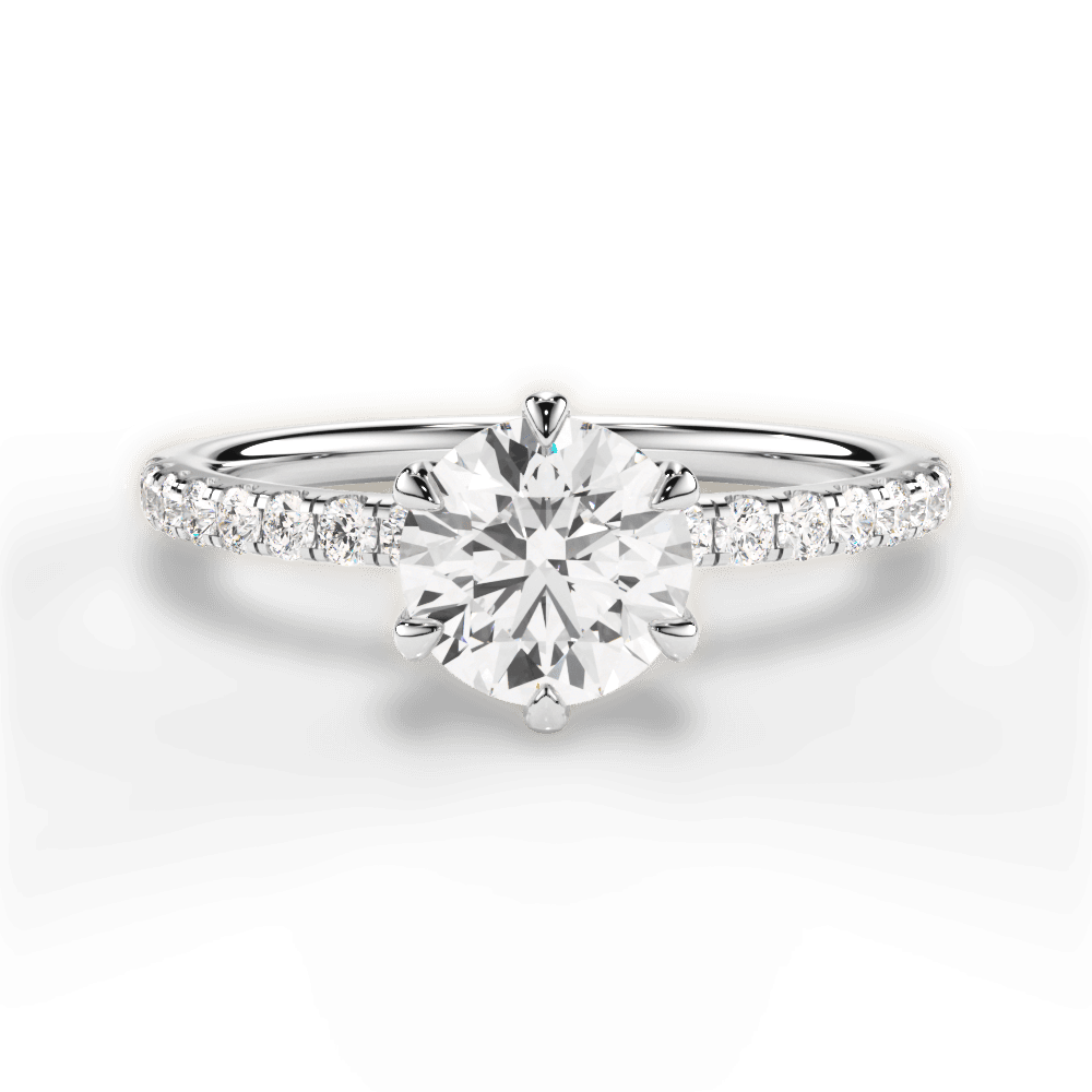 Eleanor Round Cut Lab Grown Diamond 18Kt White Gold Engagement Ring
