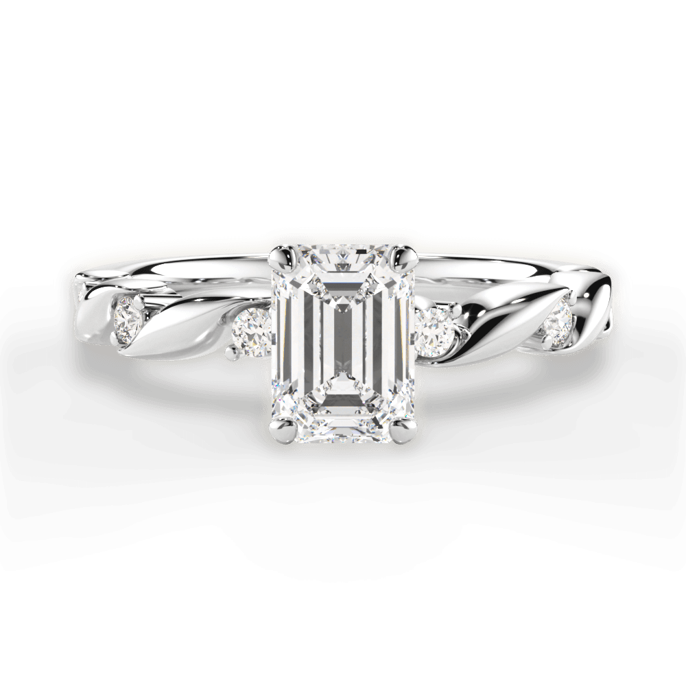 Emma Emerald Cut Lab Grown Diamond 14Kt White Gold Engagement Ring