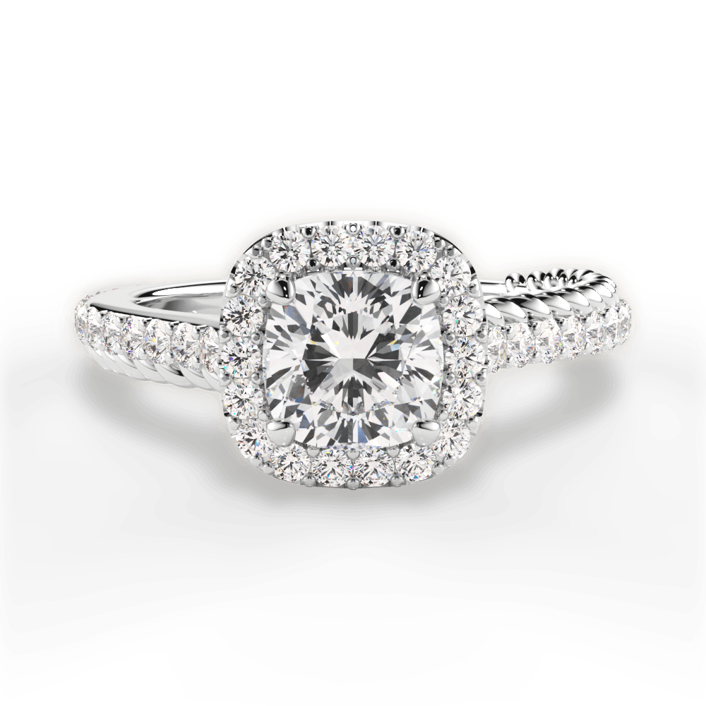 Kim Cushion Cut Lab Grown Diamond Platinum Engagement Ring