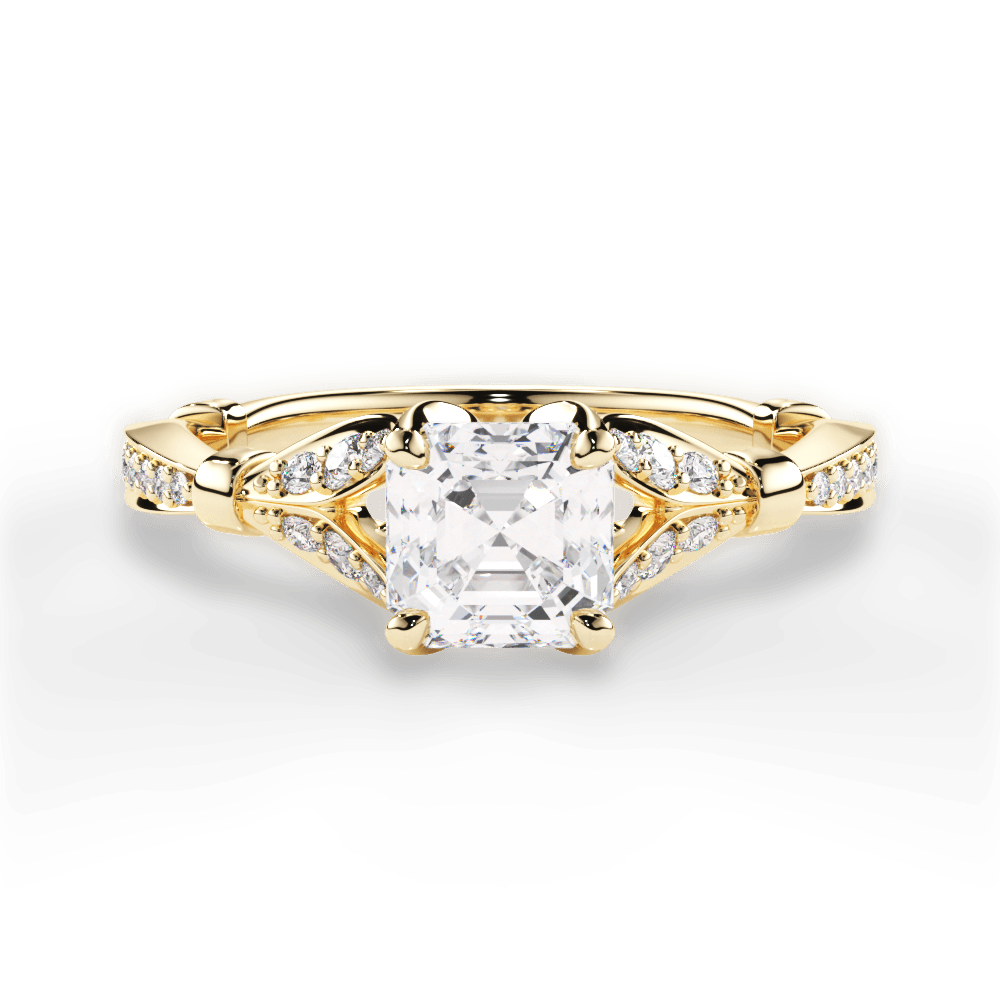 Geraldine Asscher Cut Lab Grown Diamond 18Kt Yellow Gold Engagement Ring