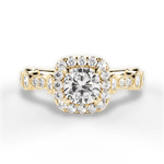 Irene Cushion Cut Lab Grown Diamond 18Kt Yellow Gold Engagement Ring