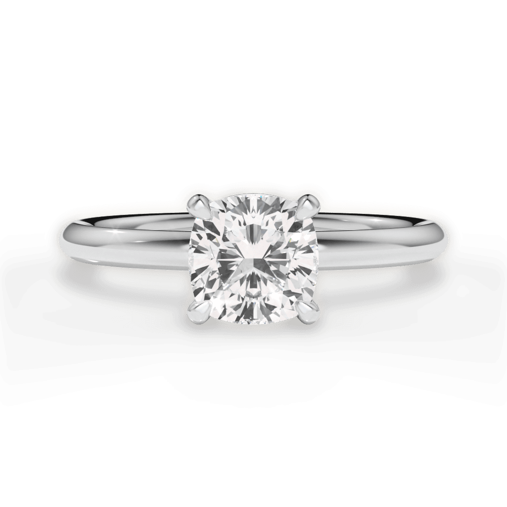 Brenda Cushion Cut Lab Grown Diamond 18Kt White Gold Engagement Ring