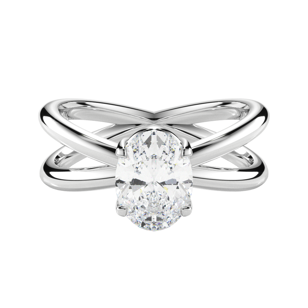 Ada Oval Cut Lab Grown Diamond 14Kt White Gold Engagement Ring