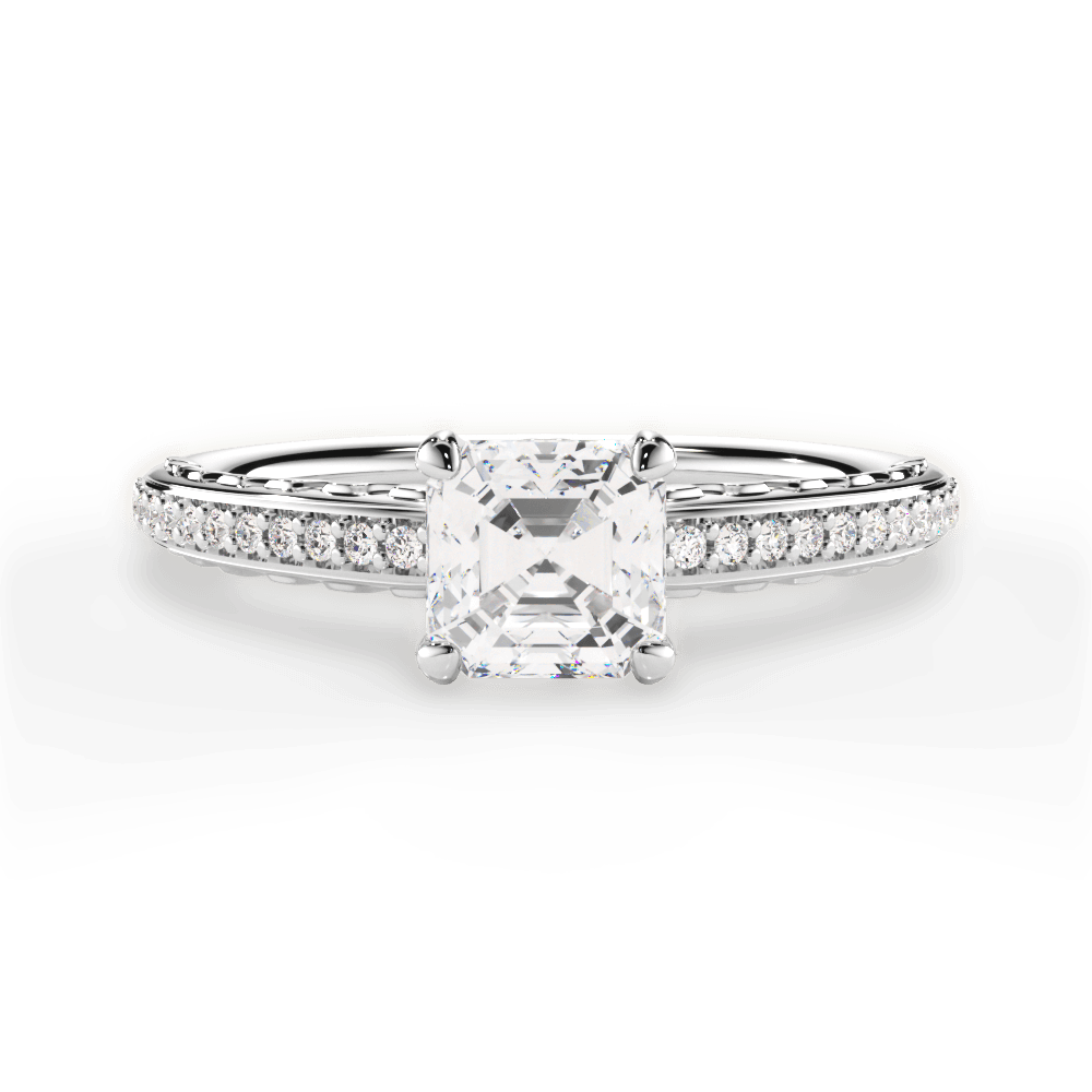 Caroline Asscher Cut Lab Grown Diamond 18Kt White Gold Engagement Ring