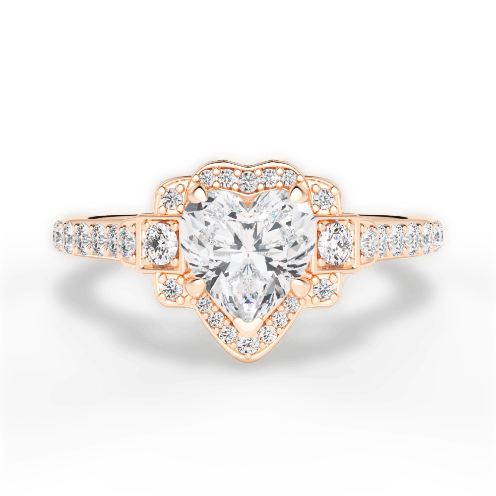 Joyce Heart Cut Lab Grown Diamond 18Kt Rose Gold Engagement Ring
