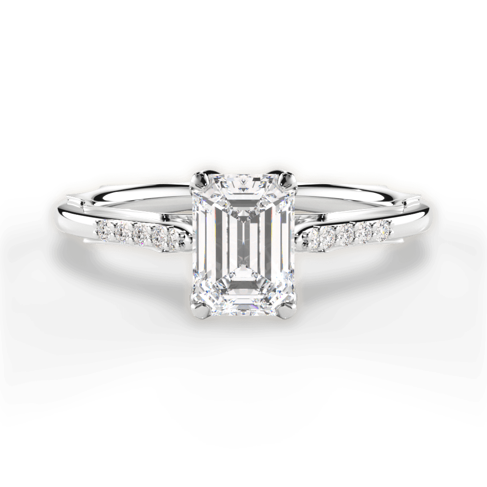 Christina Emerald Cut Lab Grown Diamond 14Kt White Gold Engagement Ring