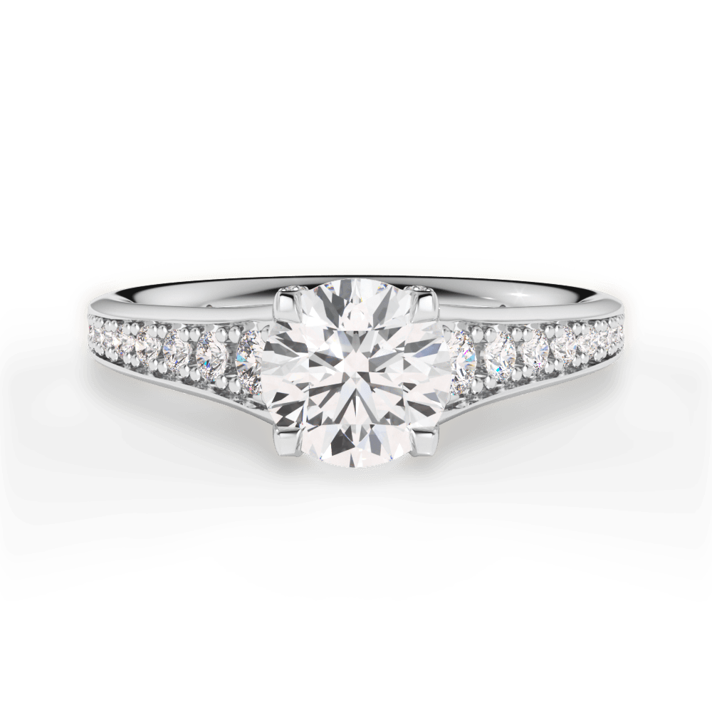 Leslie Round Cut Lab Grown Diamond 14Kt White Gold Engagement Ring