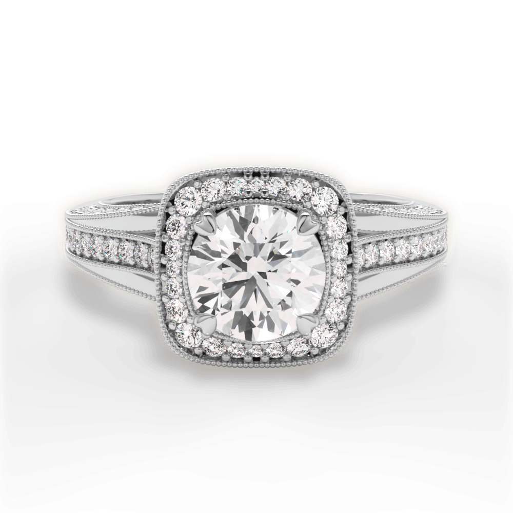 Lillian Round Cut Lab Grown Diamond 14Kt White Gold Engagement Ring