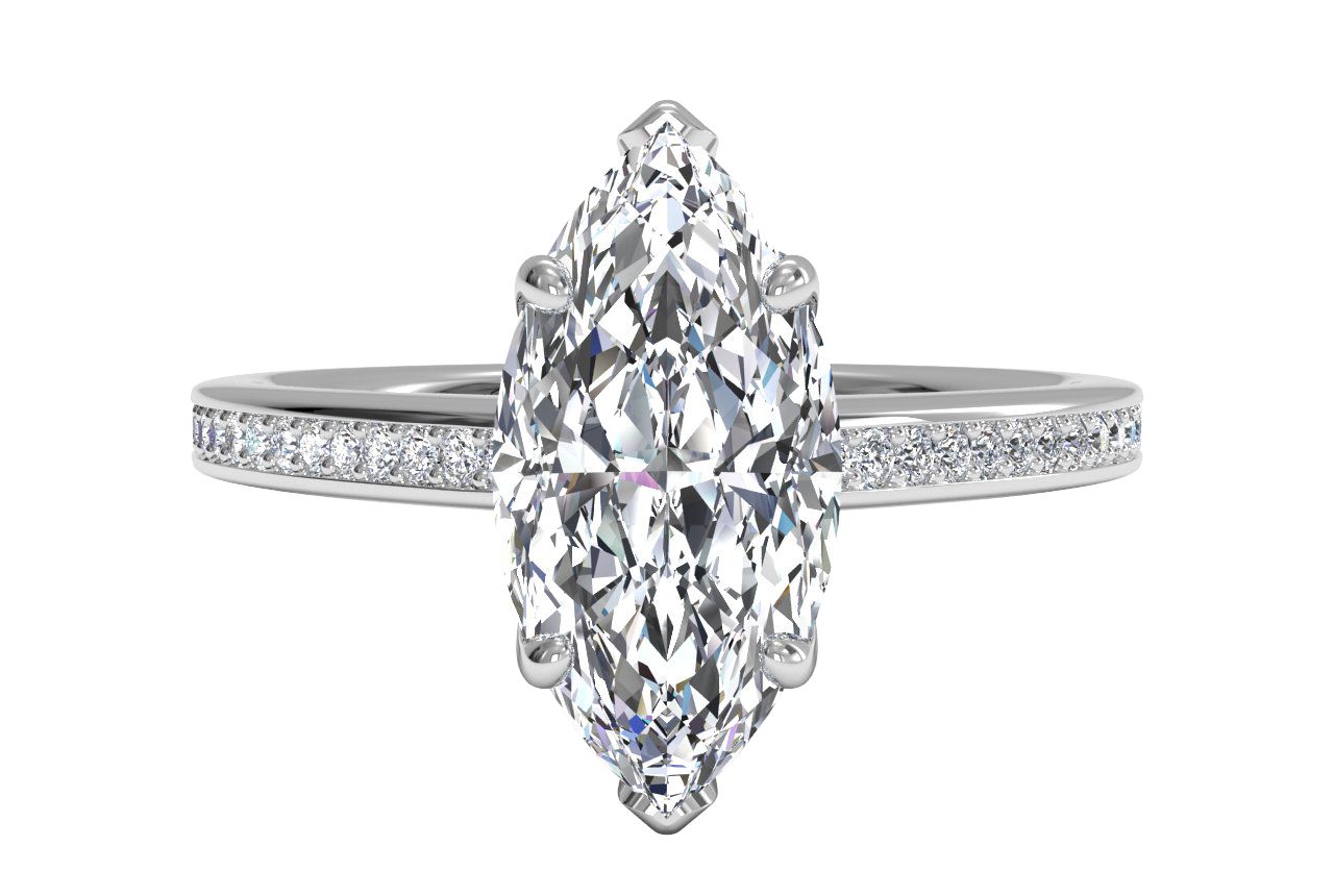 Judith Marquise Cut Lab Grown Diamond 14Kt White Gold Engagement Ring
