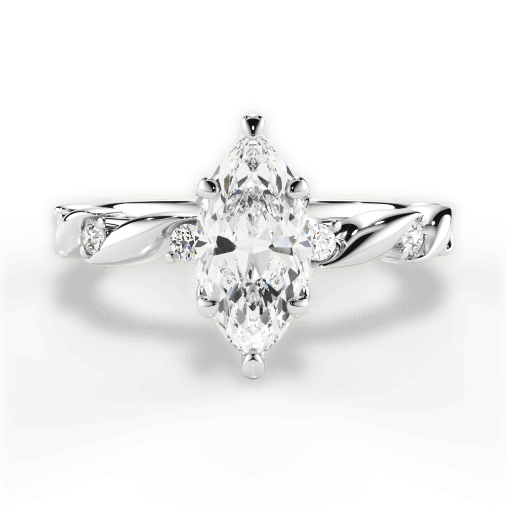 Emma Marquise Cut Lab Grown Diamond 14Kt White Gold Engagement Ring