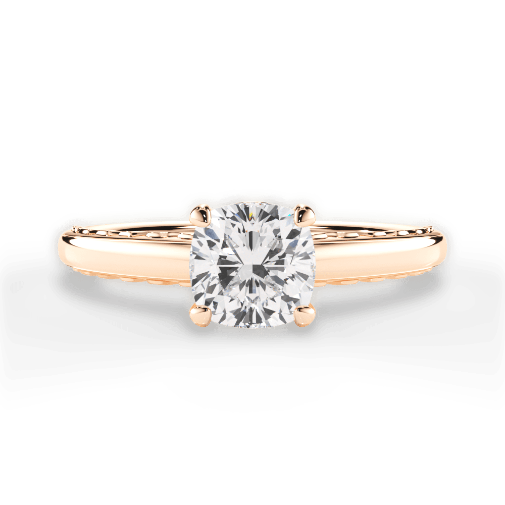 Annette Cushion Cut Lab Grown Diamond 18Kt Rose Gold Engagement Ring