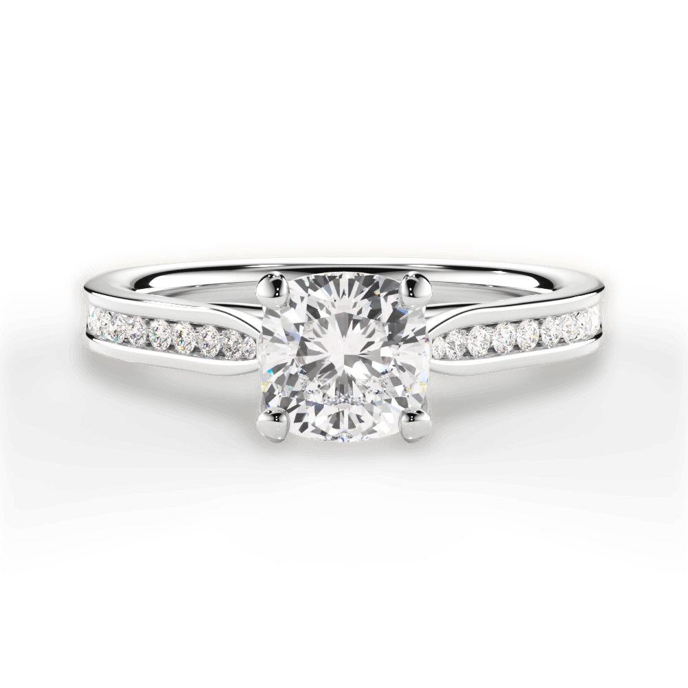 Elena Cushion Cut Lab Grown Diamond 18Kt White Gold Engagement Ring