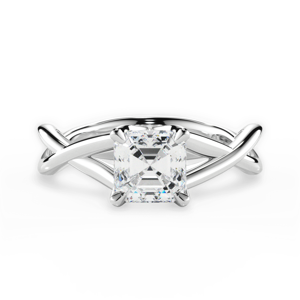 Aubrey Asscher Cut Lab Grown Diamond 14Kt White Gold Engagement Ring