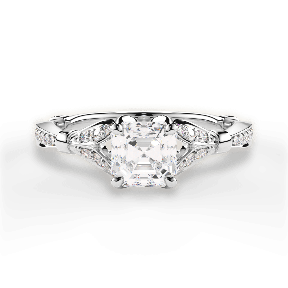 Geraldine Asscher Cut Lab Grown Diamond 18Kt White Gold Engagement Ring