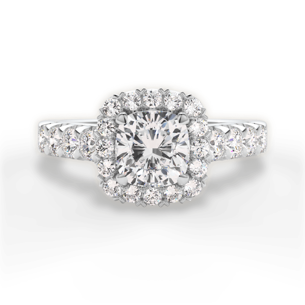 Lydia Cushion Cut Lab Grown Diamond 14Kt White Gold Engagement Ring
