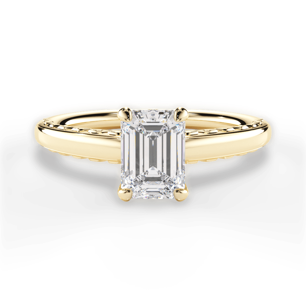 Annette Emerald Cut Lab Grown Diamond 18Kt Yellow Gold Engagement Ring